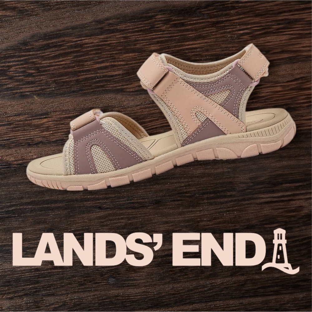 Lands' End Tan and Pink Sport Sandals